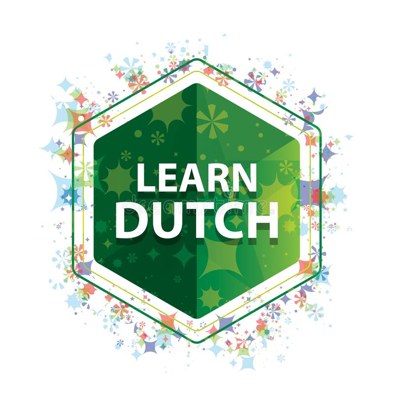 learn-dutch-floral-plants-pattern-green-hexagon-button-isolated-143247017
