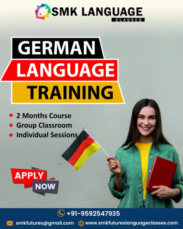 🇩🇪 Learn German. Unlock Global Opportunities! 🌍
Join SMK Language Classes and master German in just 2 months! 💬✨

📚 What We Offer:
✔️ Group Classrooms
✔️ Personalized 1-on-1 Sessions
✔️ Fast-track 2 Month Course
✔️ Expert Faculty
✔️ Career & Study Abroad Support

📝 Limited Seats Available — Enroll Today!
📲 Call/WhatsApp: +91-9592547935
📧 smkfutures@gmail.com
🌐 www.smkfutureslanguageclasses.com

#GermanLanguageCourse #LearnGerman #LanguageClasses #SMKLanguageClasses #StudyAbroad #CareerOpportunities #GermanTraining #ForeignLanguageLearning #GermanA1 #LanguageGoals #SpeakGerman
